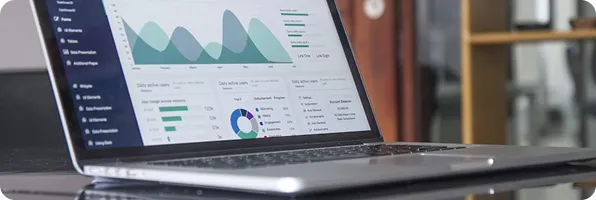 A laptop showing an analytics dashboard